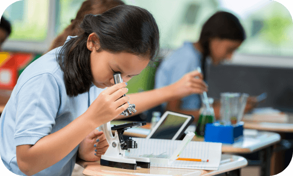 A student working in a science class